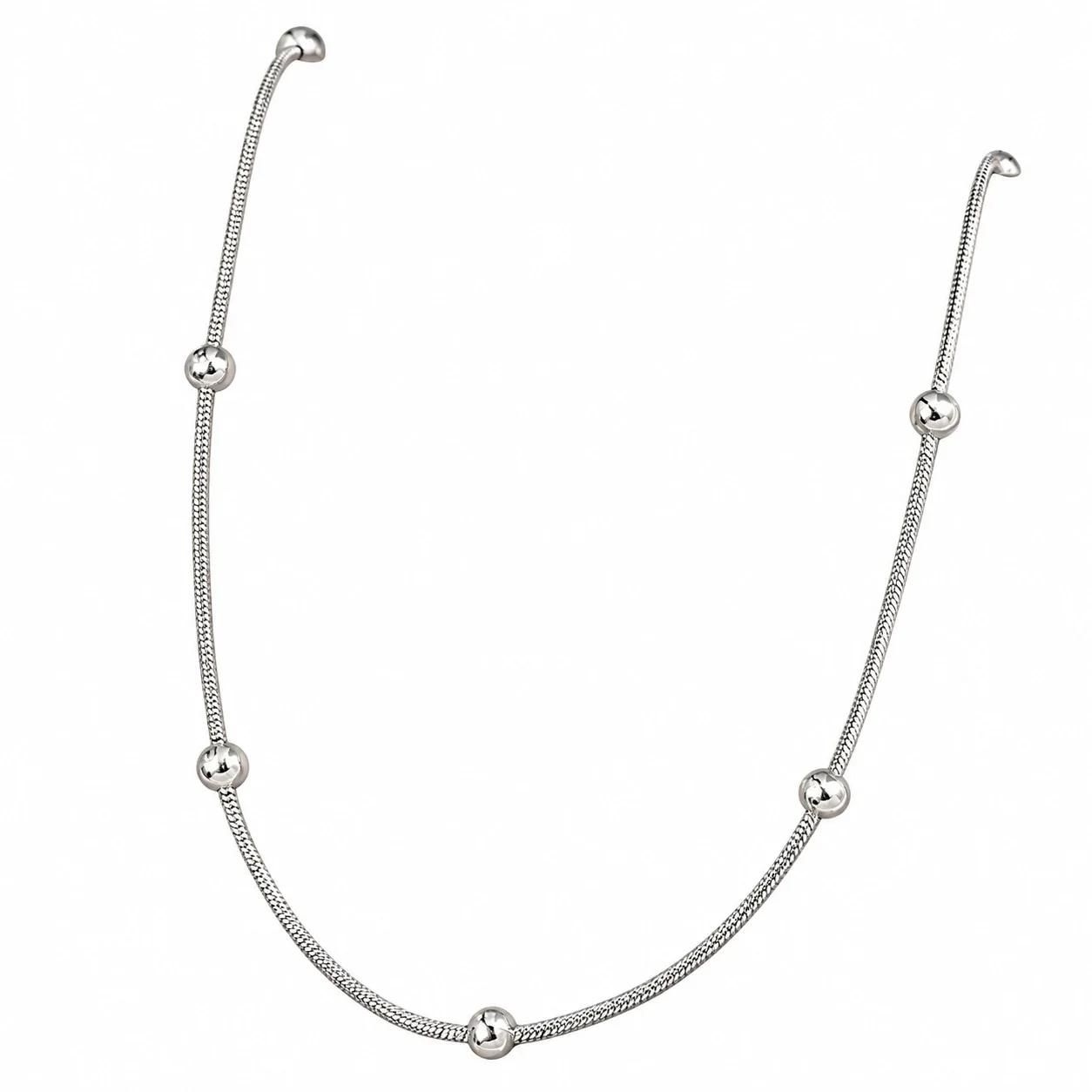 Foto del producto: Collar de cadena serpiente con cuentas de bola espaciadas en acero inoxidable