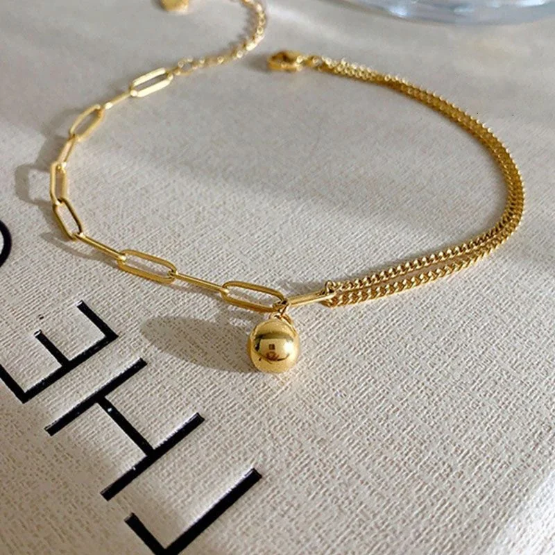Foto del producto: Tobillera con charm de bola y cadenas de eslabones mixtos, acero inoxidable