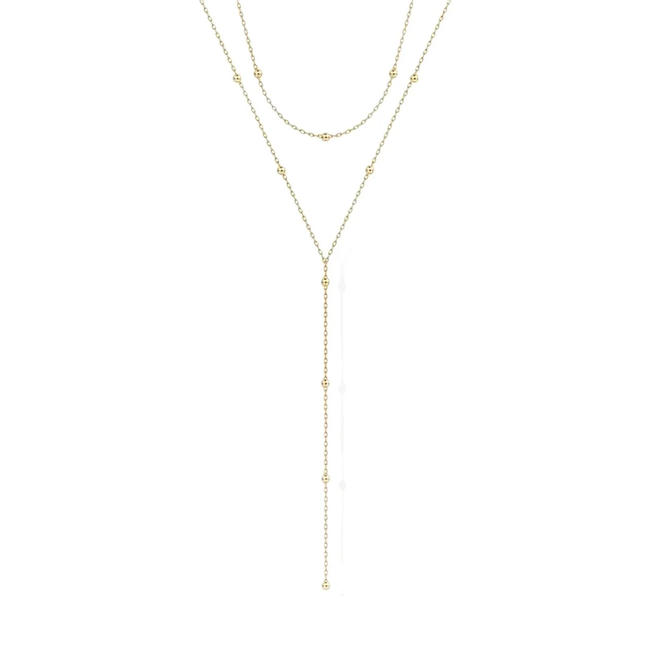 Layered Bead Y Necklace 316 Stainless Steel PVD