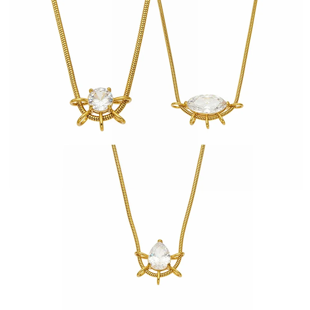 Radiant Gold-Plated 316L Crystal Sunburst Necklace