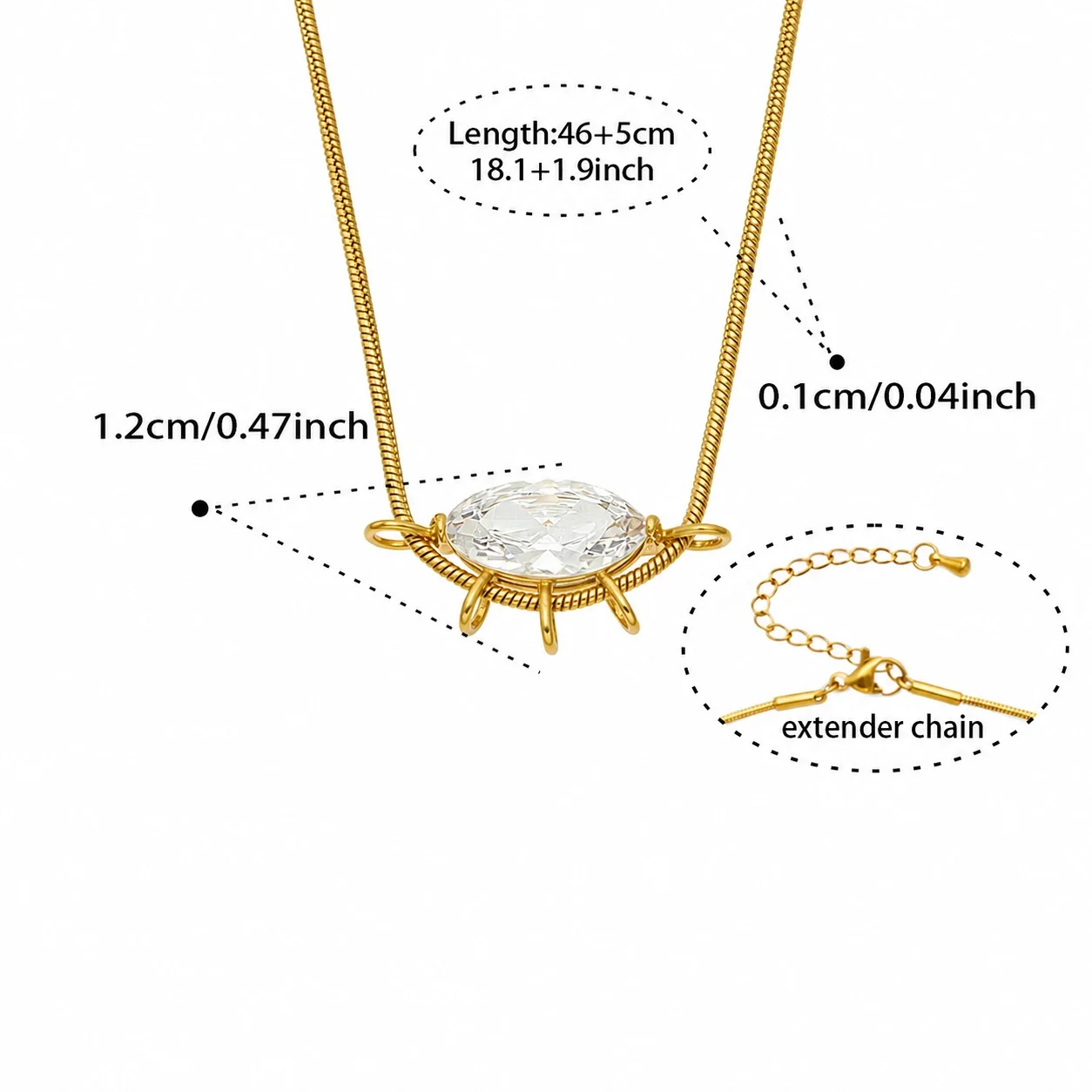 Radiant Gold-Plated 316L Crystal Sunburst Necklace - Gold Marquise CZ