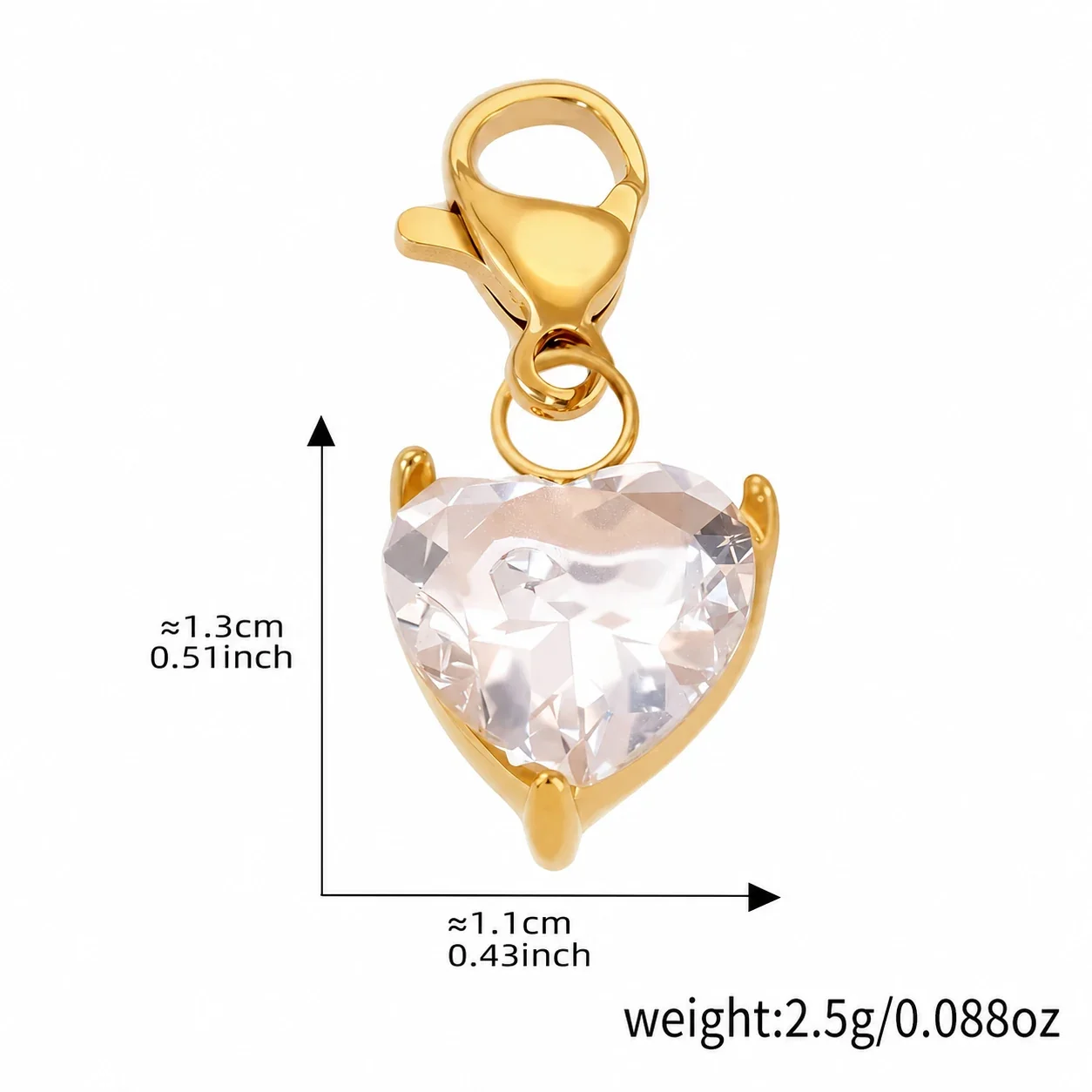 Playful 18K Gold-Plated Heart Bear Stainless Steel Bracelet - Gold Heart CZ