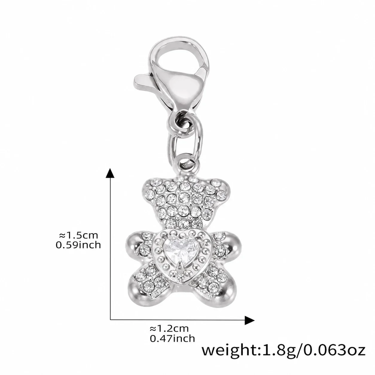 Playful 18K Gold-Plated Heart Bear Stainless Steel Bracelet - Silver Bear