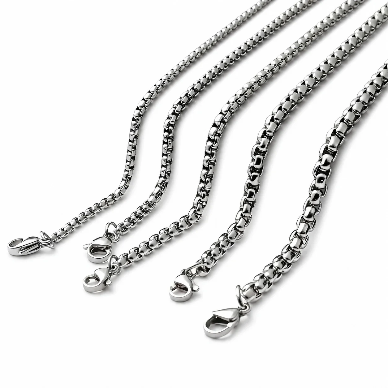 Sleek Silver-Plated Stainless Steel Box Link Chain Necklace