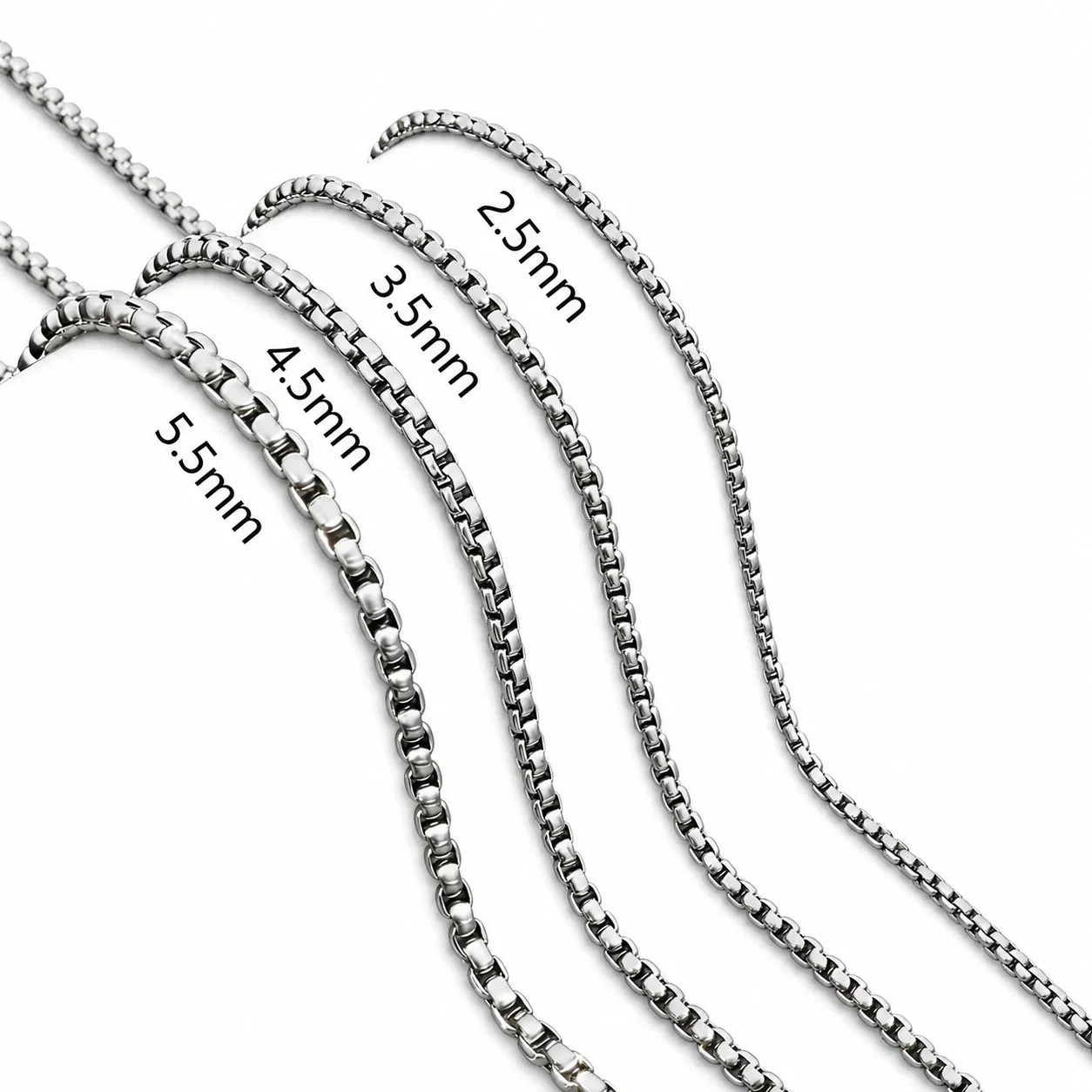 Sleek Silver-Plated Stainless Steel Box Link Chain Necklace