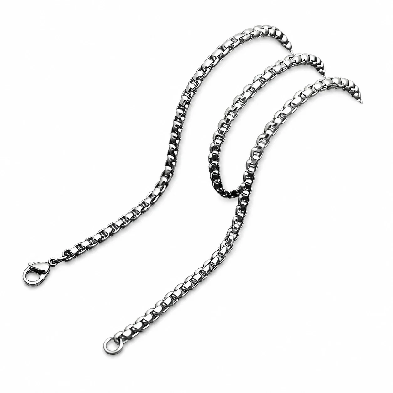 Sleek Silver-Plated Stainless Steel Box Link Chain Necklace