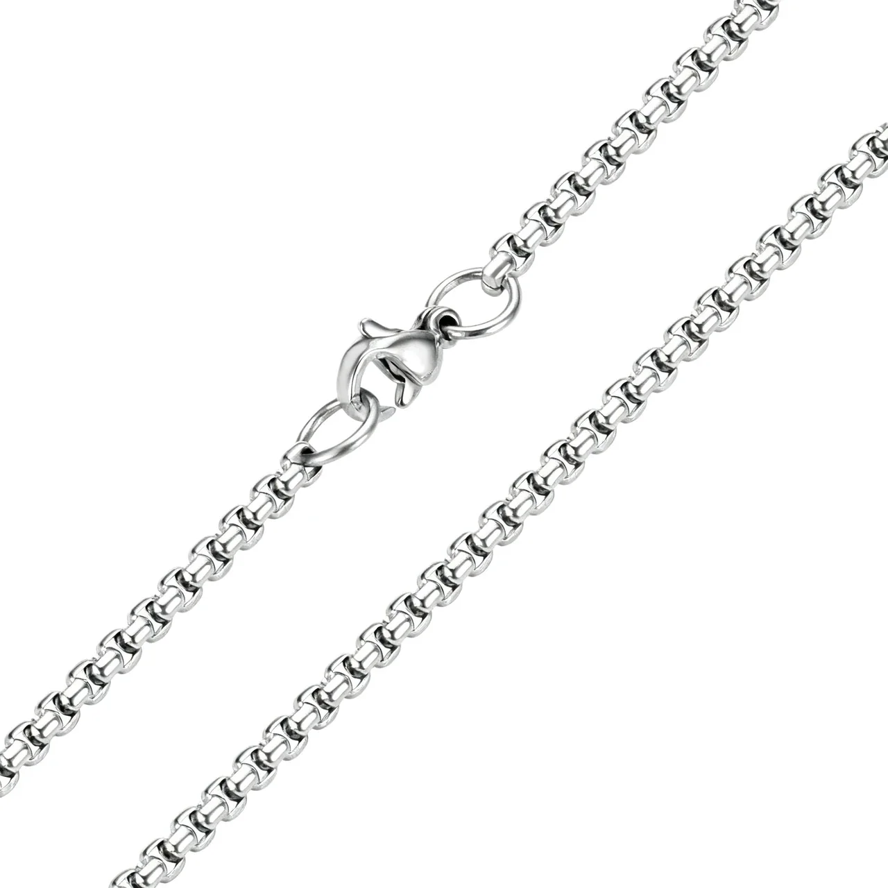 Sleek Silver-Plated Stainless Steel Box Link Chain Necklace