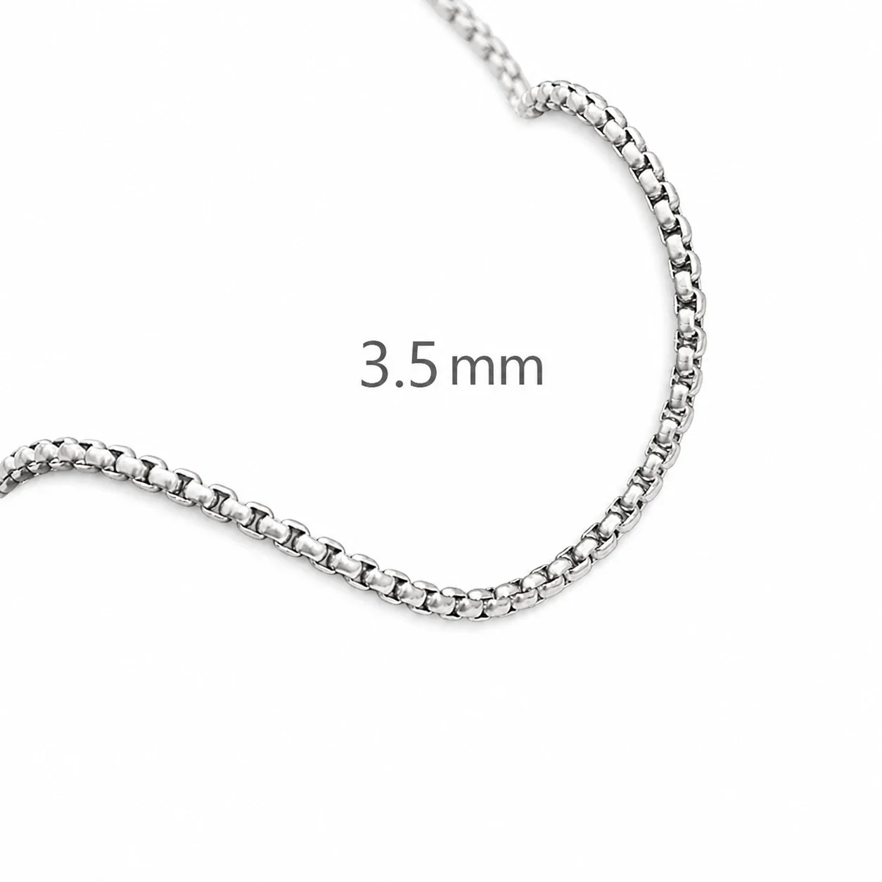 Sleek Silver-Plated Stainless Steel Box Link Chain Necklace - Silver . mm + cm