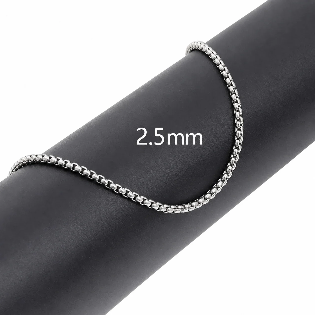 Sleek Silver-Plated Stainless Steel Box Link Chain Necklace - Silver . mm Approx. cm