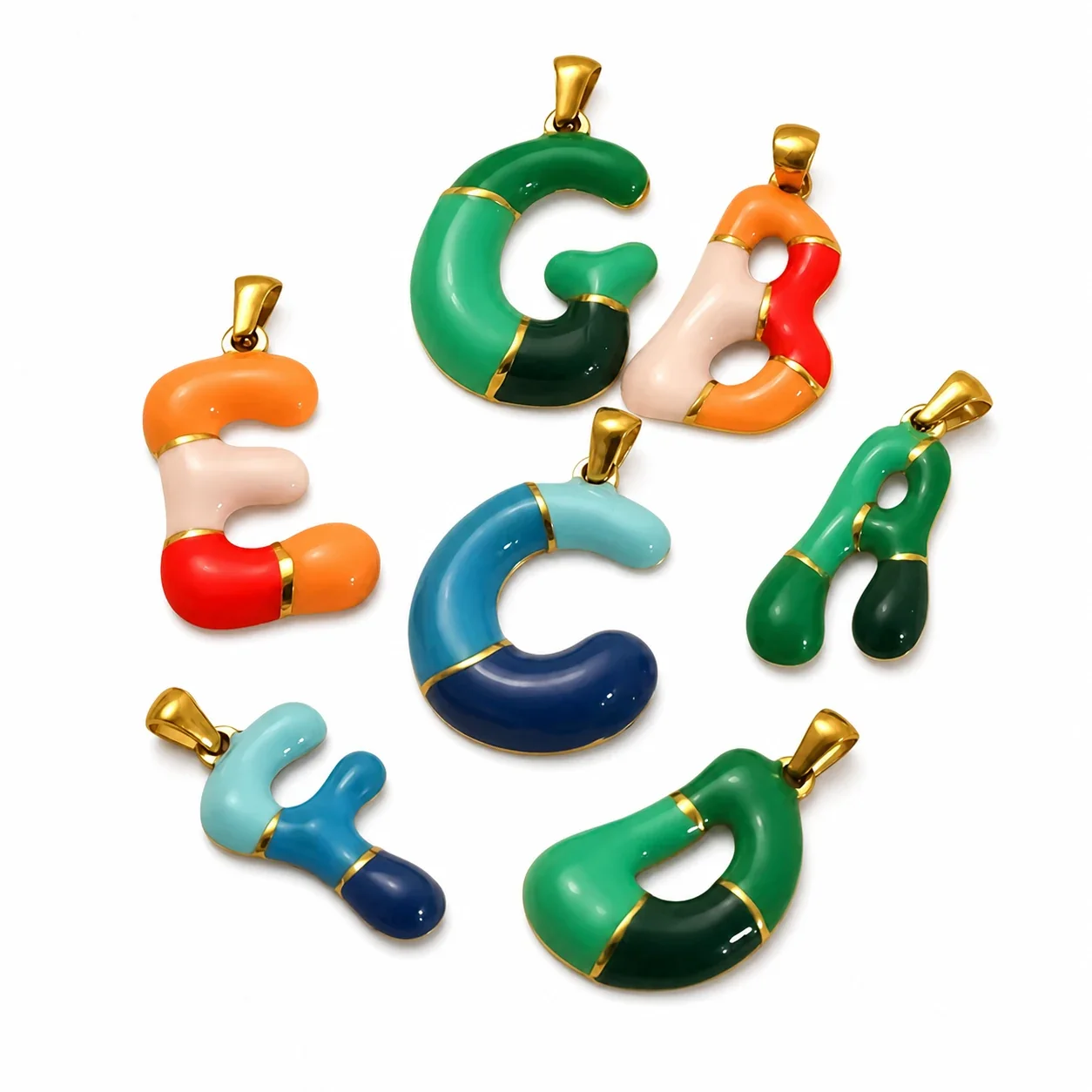 Playful 18K Gold-Plated Enamel Letter Pendant