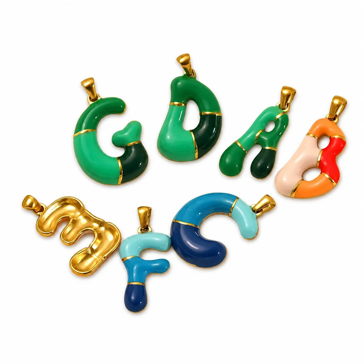 Playful 18K Gold-Plated Enamel Letter Pendant