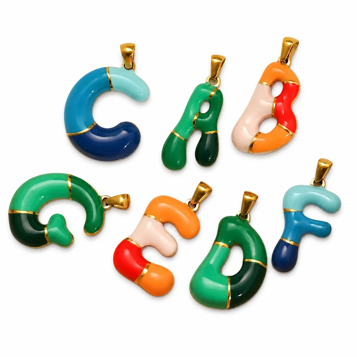 Playful 18K Gold-Plated Enamel Letter Pendant
