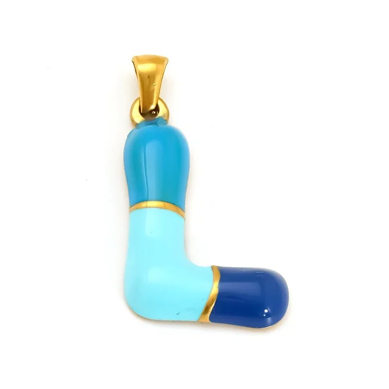 Playful 18K Gold-Plated Enamel Letter Pendant - Gold L