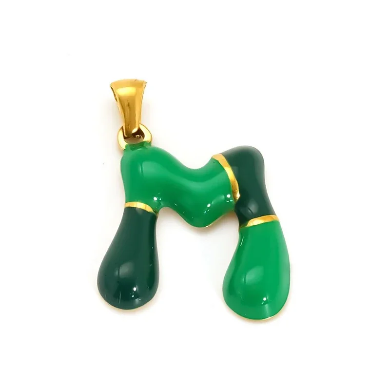 Playful 18K Gold-Plated Enamel Letter Pendant - Gold M