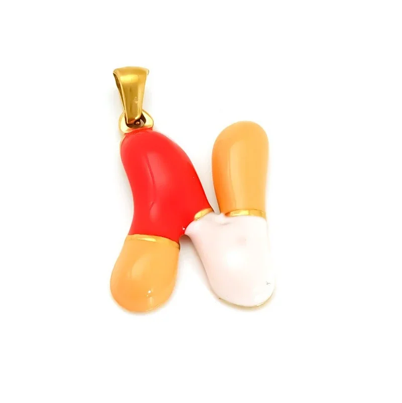 Playful 18K Gold-Plated Enamel Letter Pendant - Gold N