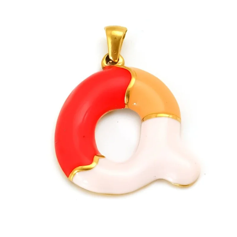 Playful 18K Gold-Plated Enamel Letter Pendant - Gold Q