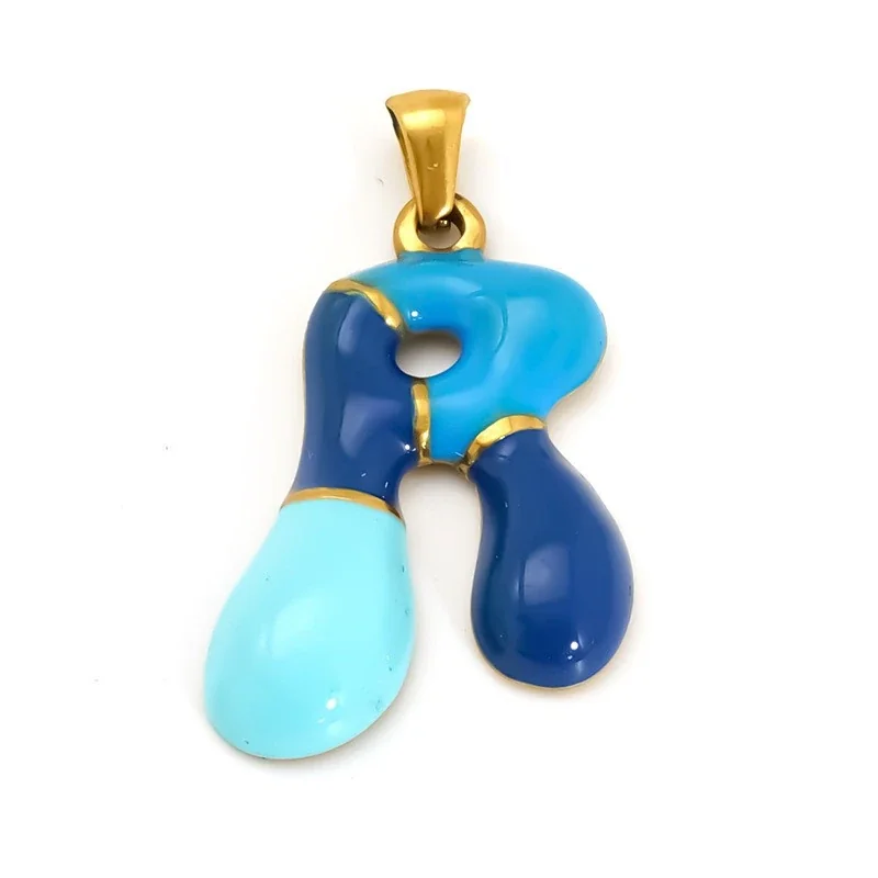 Playful 18K Gold-Plated Enamel Letter Pendant - Gold R