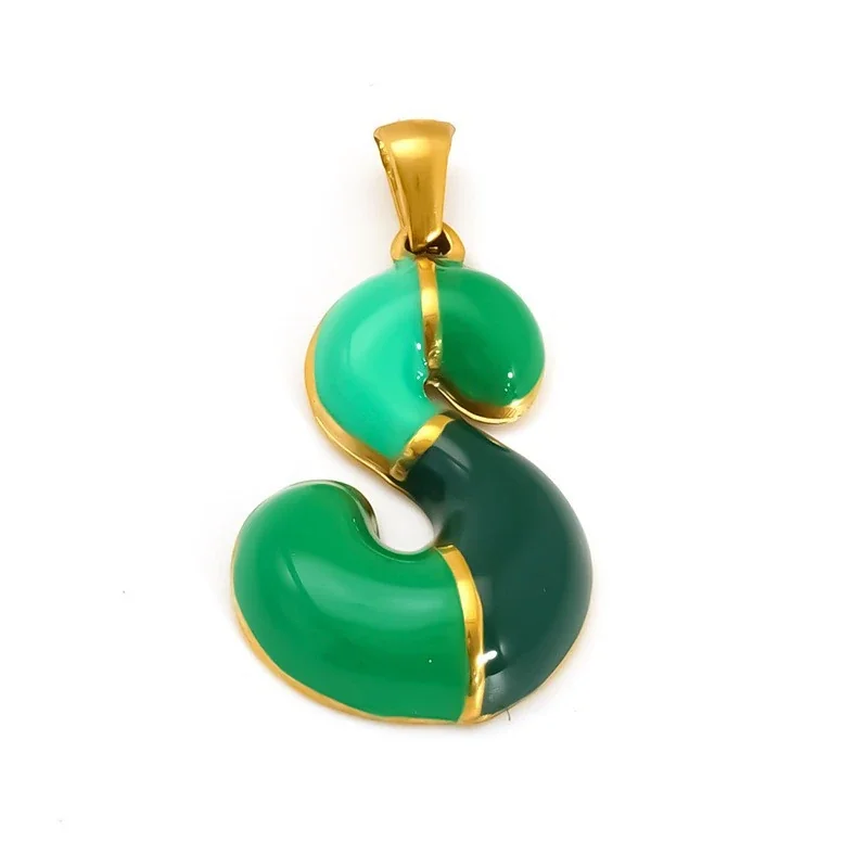 Playful 18K Gold-Plated Enamel Letter Pendant - Gold S