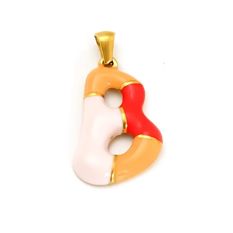 Playful 18K Gold-Plated Enamel Letter Pendant - Gold B