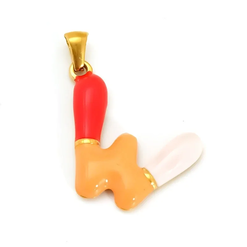 Playful 18K Gold-Plated Enamel Letter Pendant - Gold W