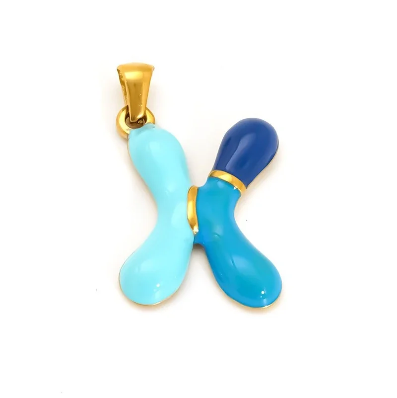 Playful 18K Gold-Plated Enamel Letter Pendant - Gold X