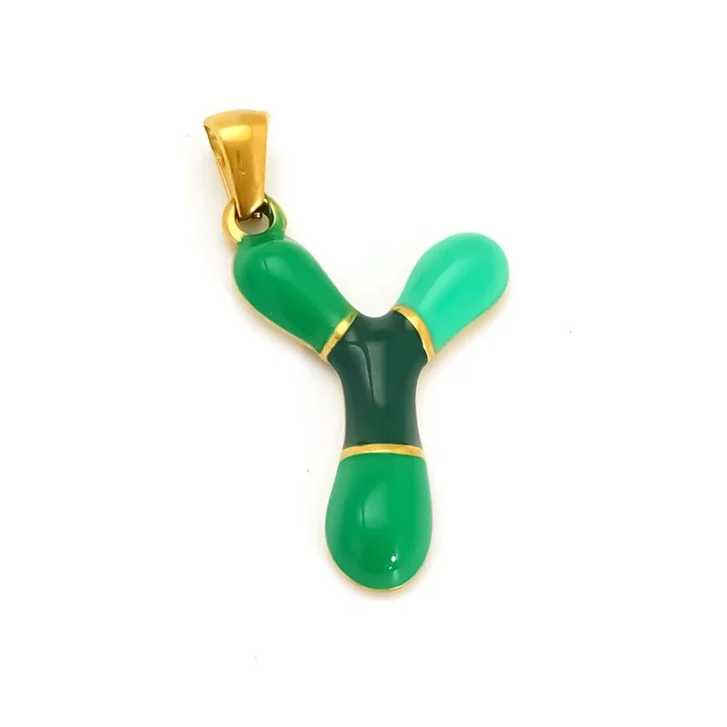 Playful 18K Gold-Plated Enamel Letter Pendant - Gold Y