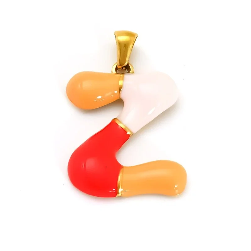 Playful 18K Gold-Plated Enamel Letter Pendant - Gold Z