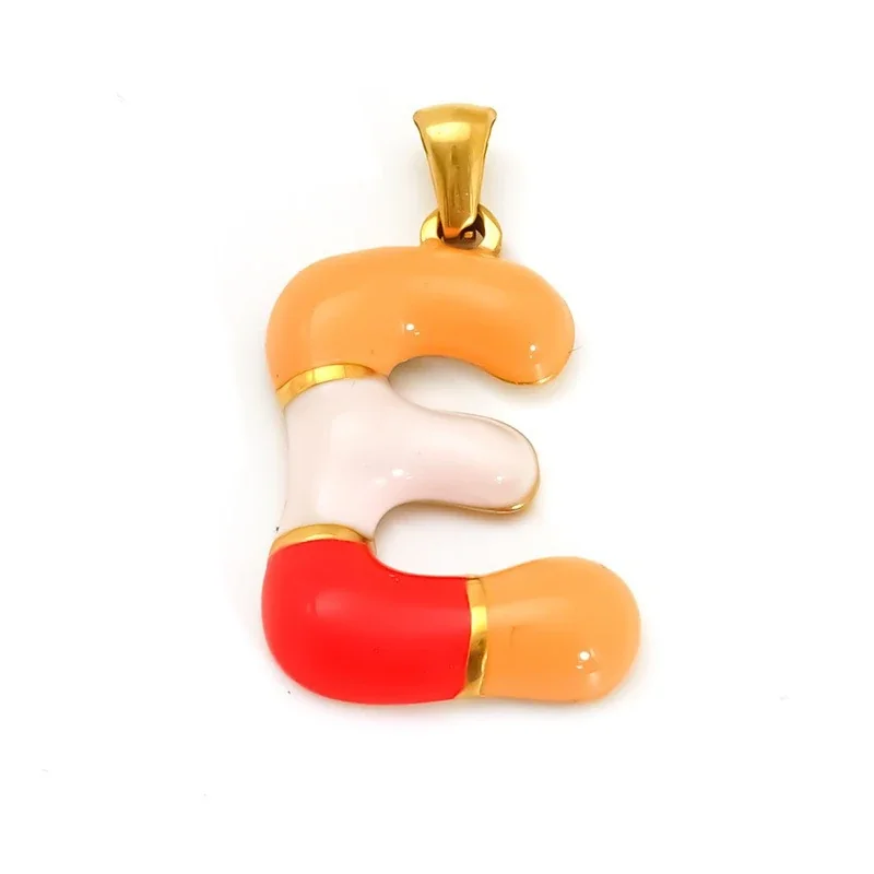 Playful 18K Gold-Plated Enamel Letter Pendant - Gold E