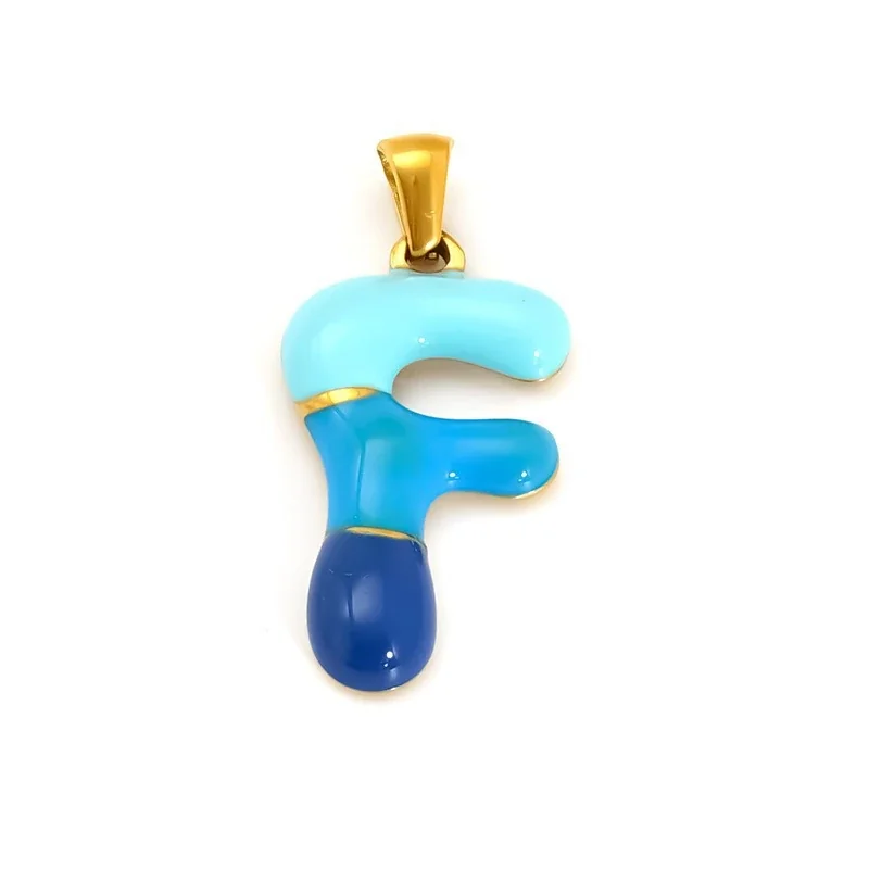 Playful 18K Gold-Plated Enamel Letter Pendant - Gold F