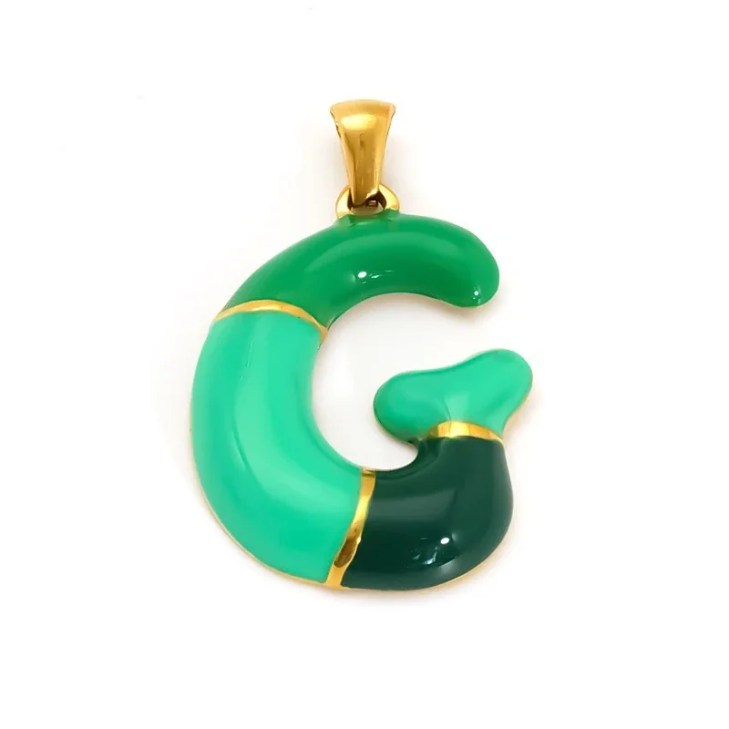 Playful 18K Gold-Plated Enamel Letter Pendant - Gold G