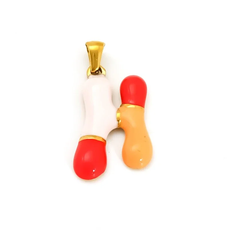 Playful 18K Gold-Plated Enamel Letter Pendant - Gold H