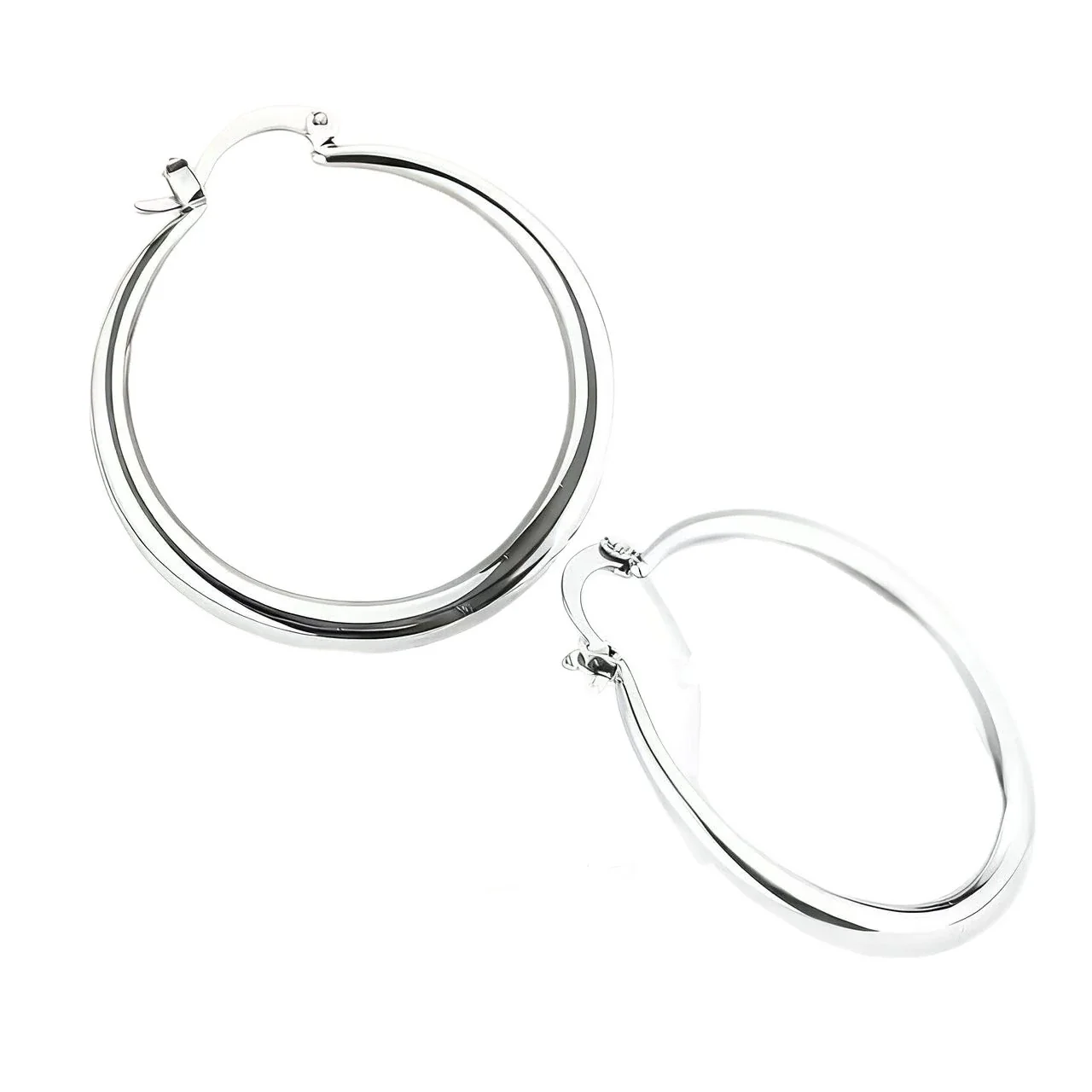 Photo produit : Créoles tube large 316 acier inoxydable PVD