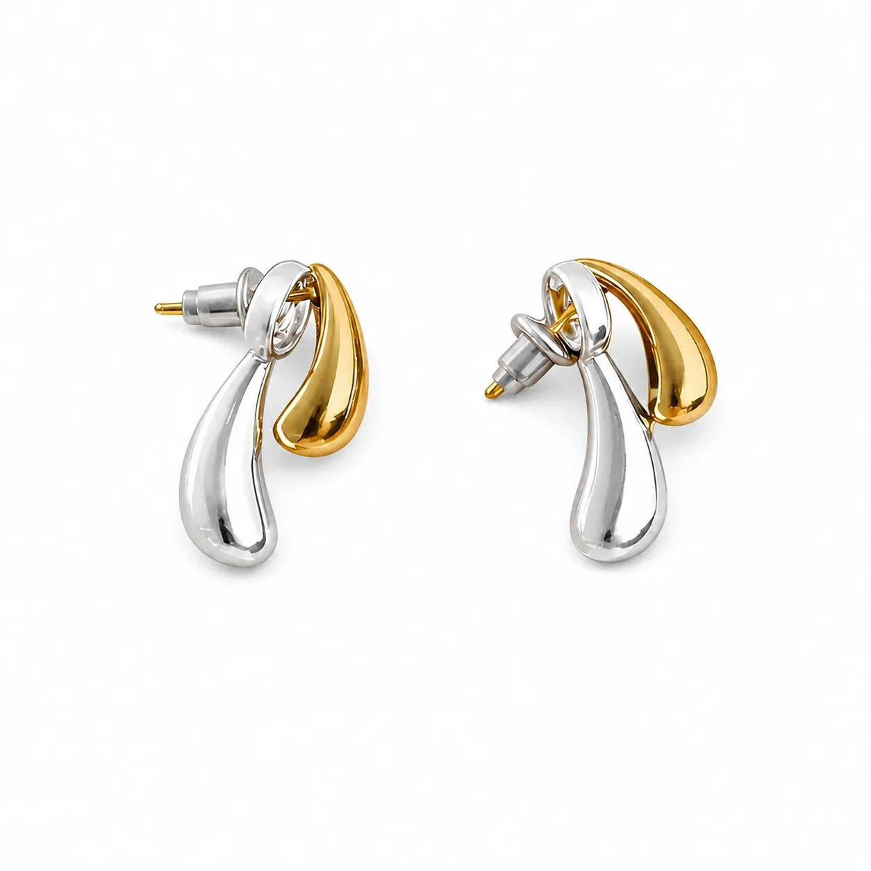 Foto del producto: Pendientes acero inoxidable 316 de gota bicolor con PVD dorado