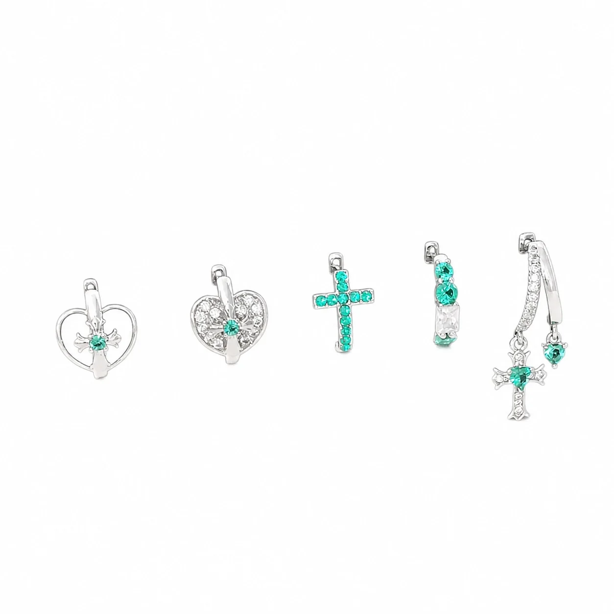 Gleaming 316 Stainless Steel CZ Cross Ear Cuff