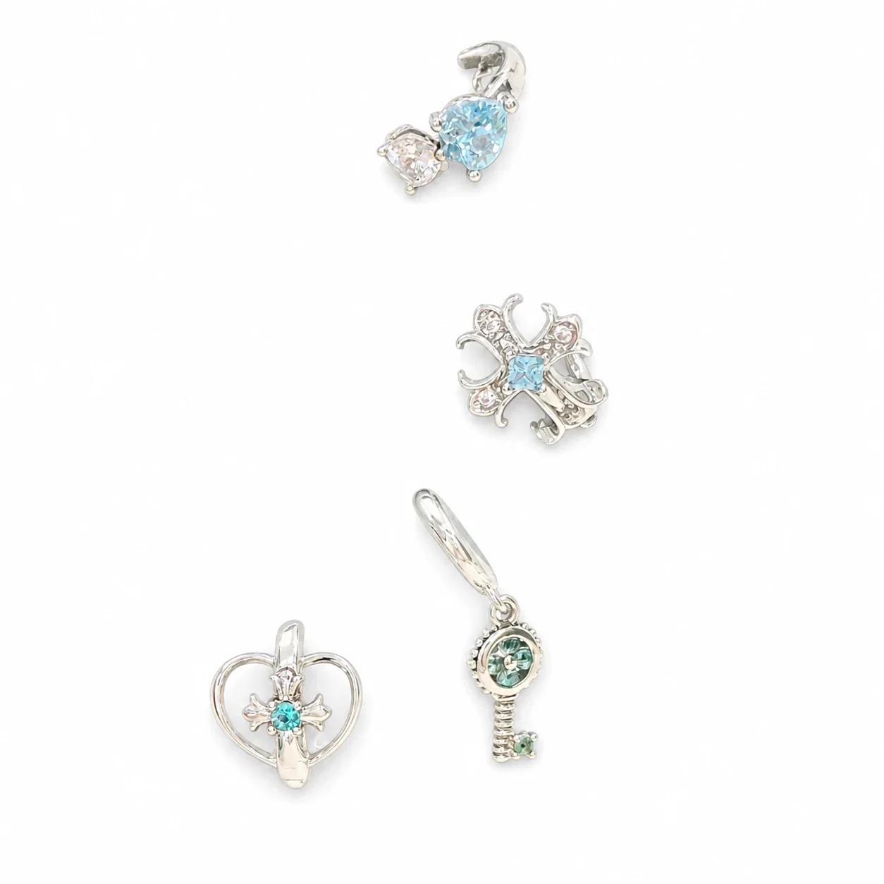 Gleaming 316 Stainless Steel CZ Cross Ear Cuff - Light Blue Baroque Cross