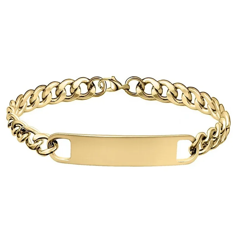 Bracelet with Blank ID Plate and Curb Chain