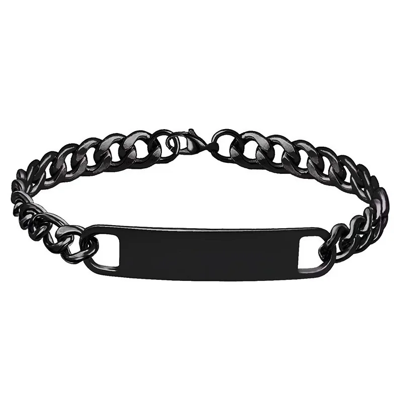 Bracelet with Blank ID Plate and Curb Chain