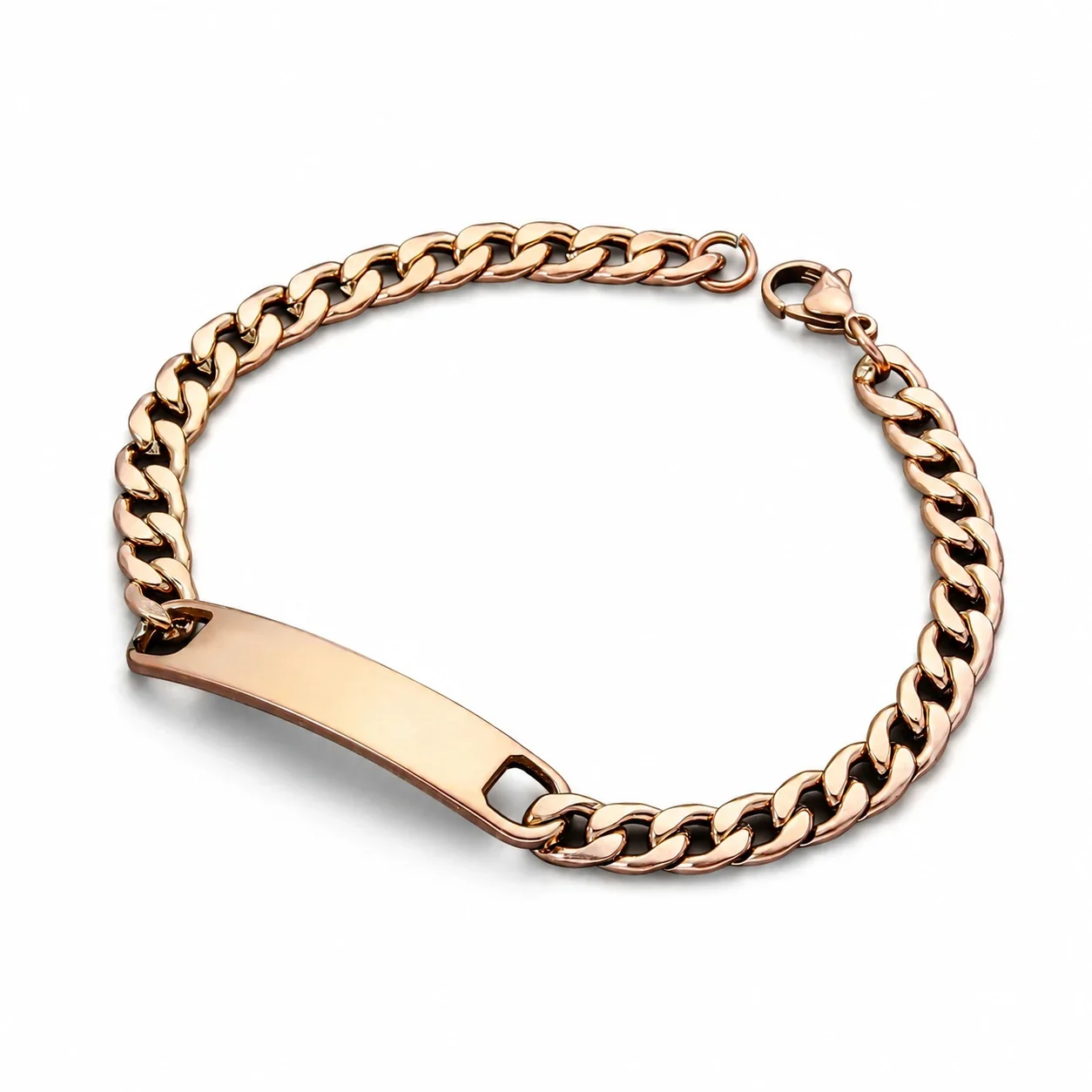 Bracelet with Blank ID Plate and Curb Chain