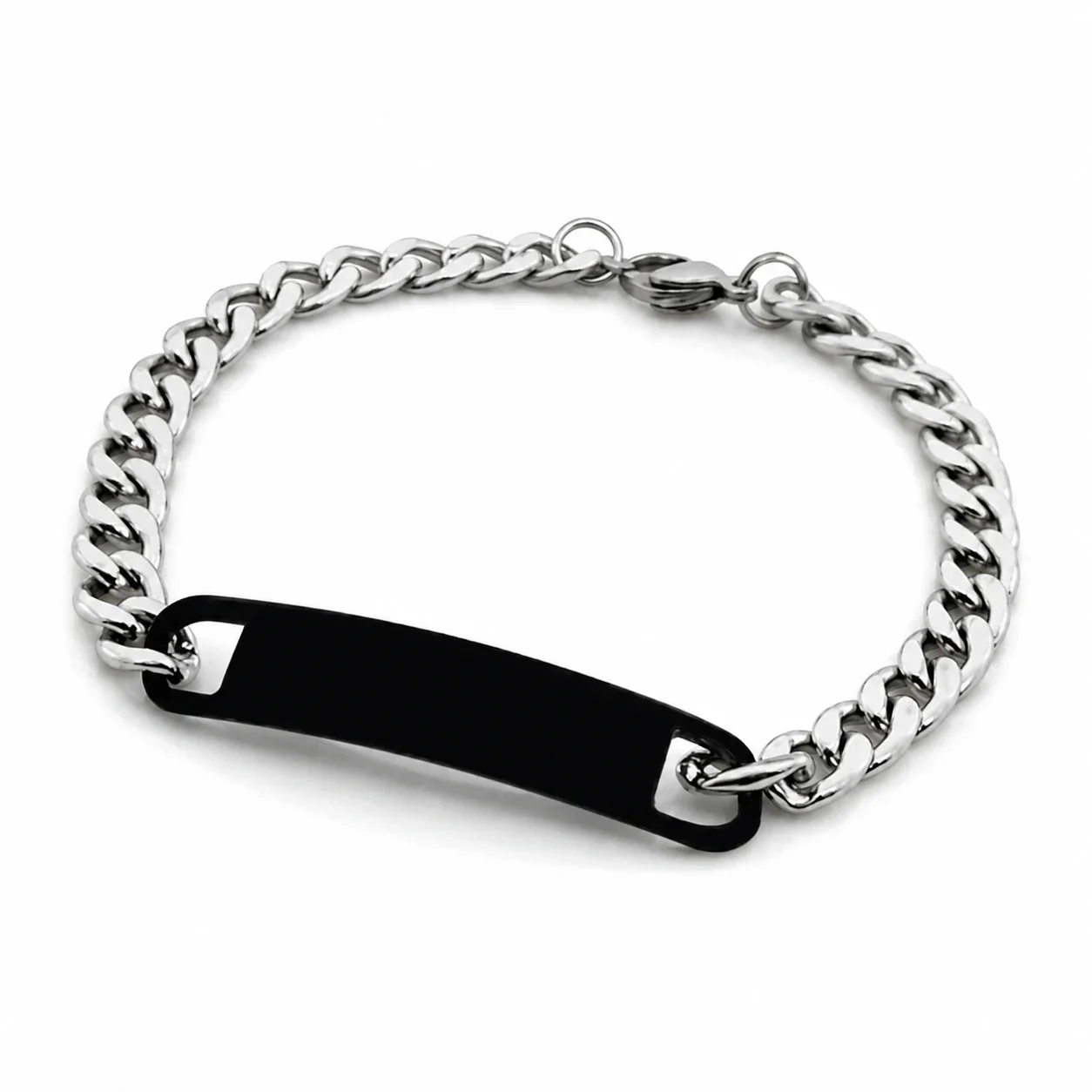 Bracelet with Blank ID Plate and Curb Chain