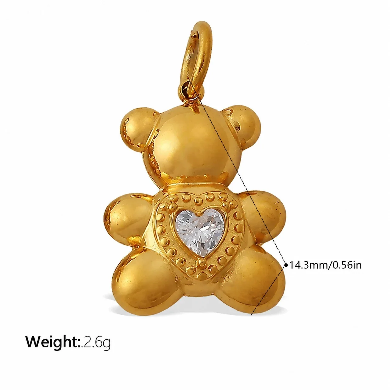 Animal Charm Pendants with Crystals, 18K Gold-Plated Steel - Gold Large