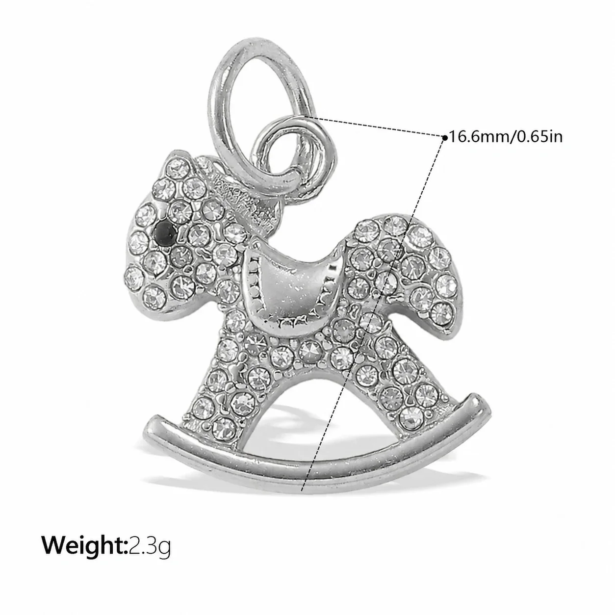 Animal Charm Pendants with Crystals, 18K Gold-Plated Steel - Silver