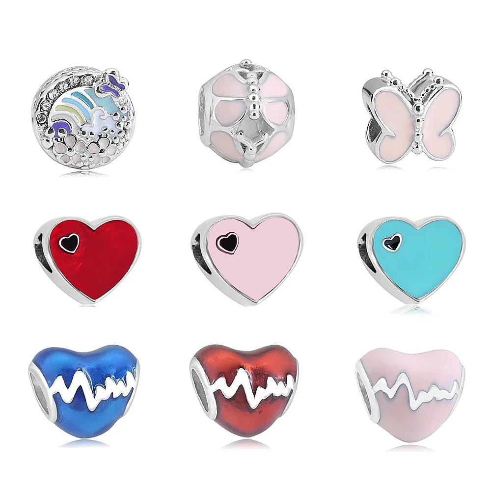 Playful Stainless Steel Enamel Charm Bead Assortment