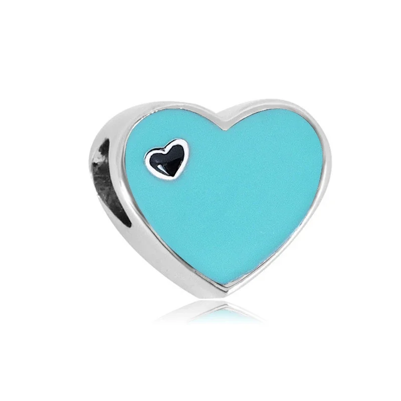 Playful Stainless Steel Enamel Charm Bead Assortment - Turquoise Heart