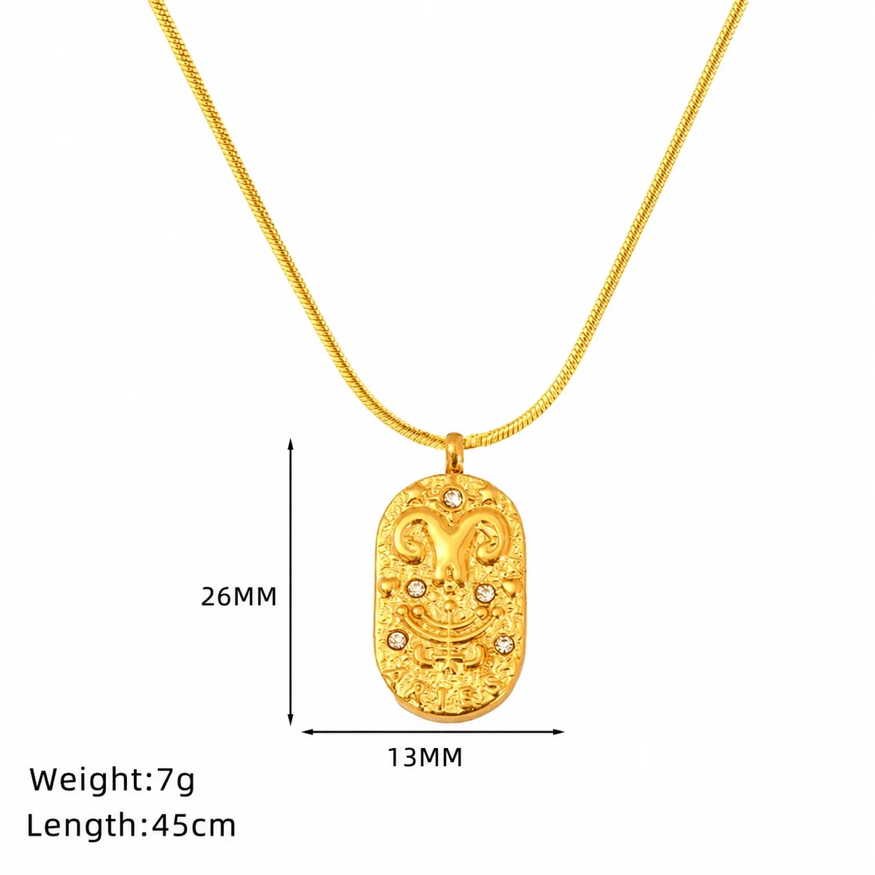 Celestial Gold-Plated Stainless Steel Oval Zodiac Necklace