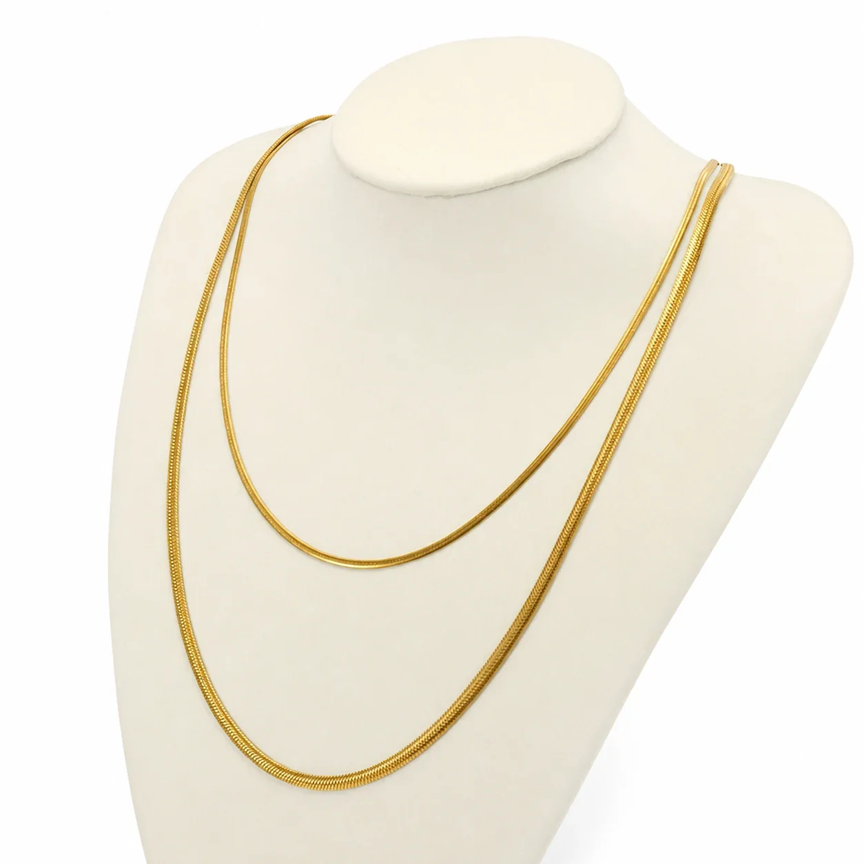 Sleek Snake & Bead Gold-Plated 316 Stainless Steel Chain Necklace