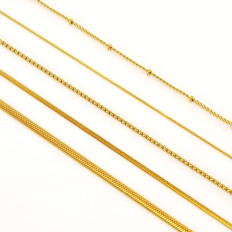 Sleek Snake & Bead Gold-Plated 316 Stainless Steel Chain Necklace
