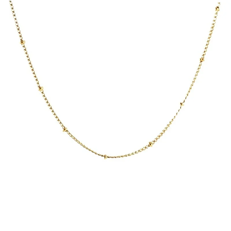 Sleek Snake & Bead Gold-Plated 316 Stainless Steel Chain Necklace