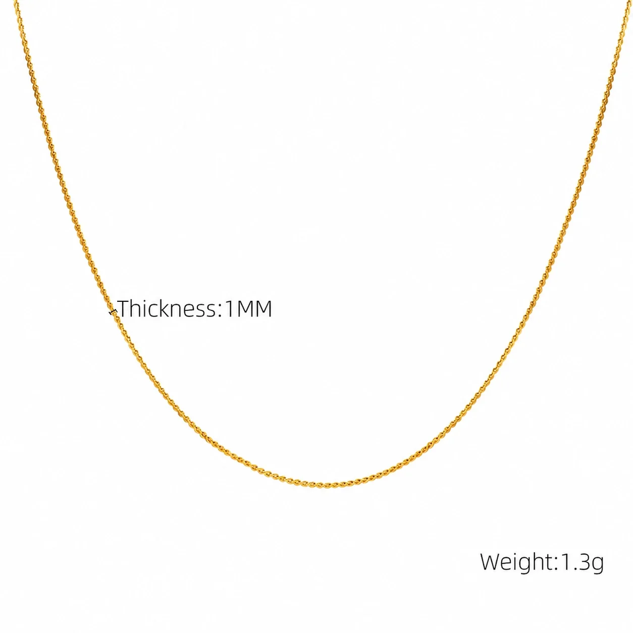 Sleek Snake & Bead Gold-Plated 316 Stainless Steel Chain Necklace - Gold 1mm Slim S