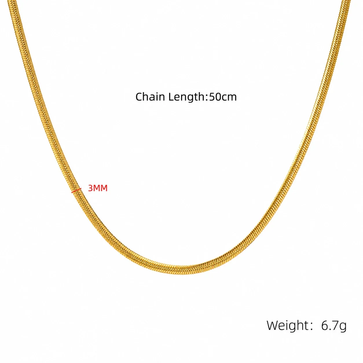 Sleek Snake & Bead Gold-Plated 316 Stainless Steel Chain Necklace - Gold .0mm Snake