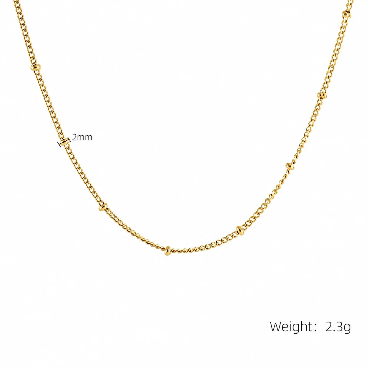 Sleek Snake & Bead Gold-Plated 316 Stainless Steel Chain Necklace - Gold Side Bead